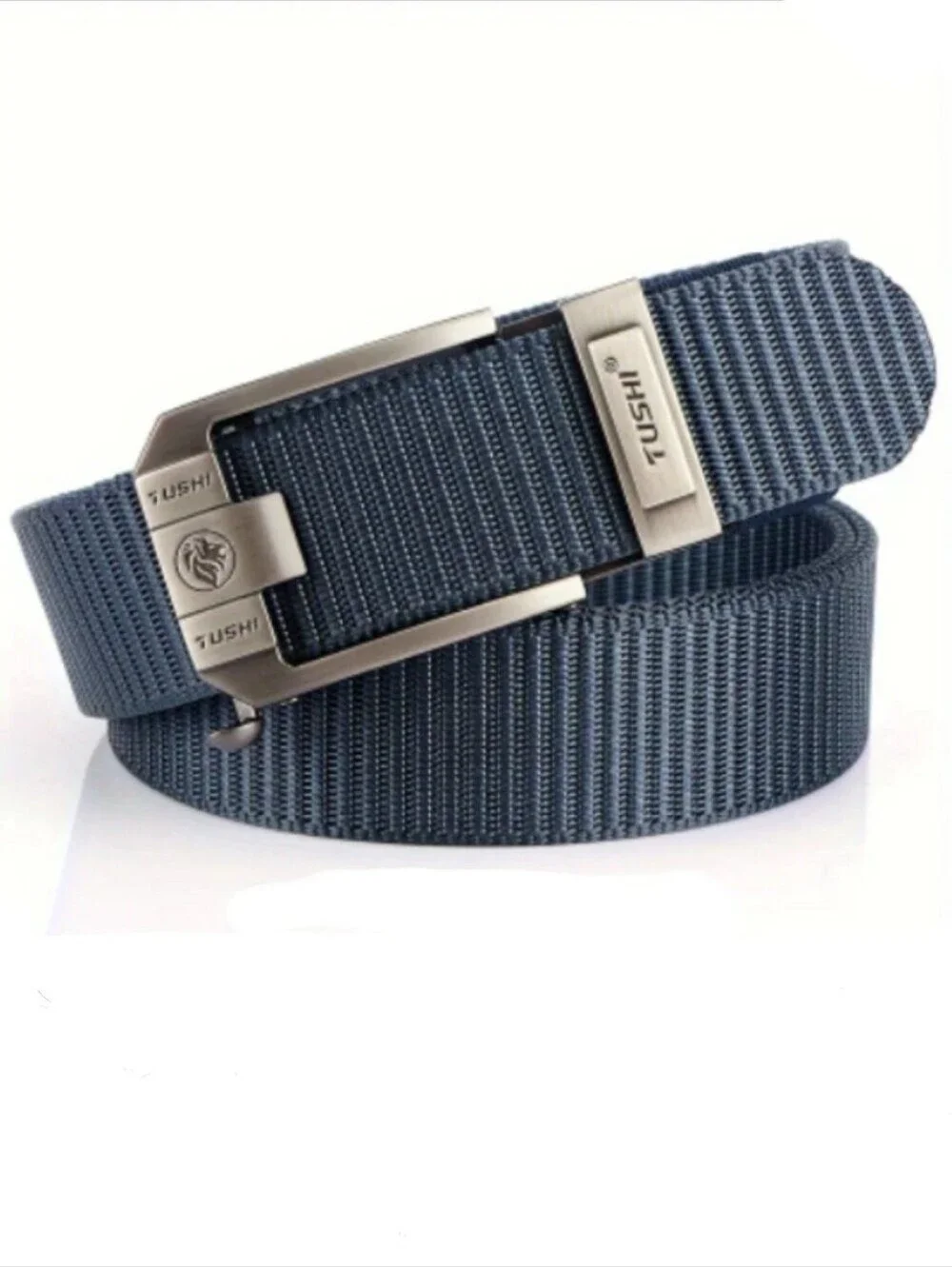 Men's Tactical Belt With Ratcheting Style Metal Buckle Black & Blue
